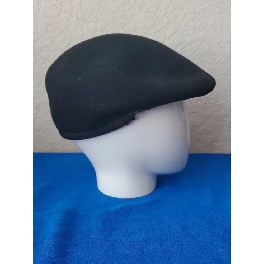 VVTG Country Gentleman Black Wool Flat Cap Cabbie Hat Men's Size M - Fair/TLC